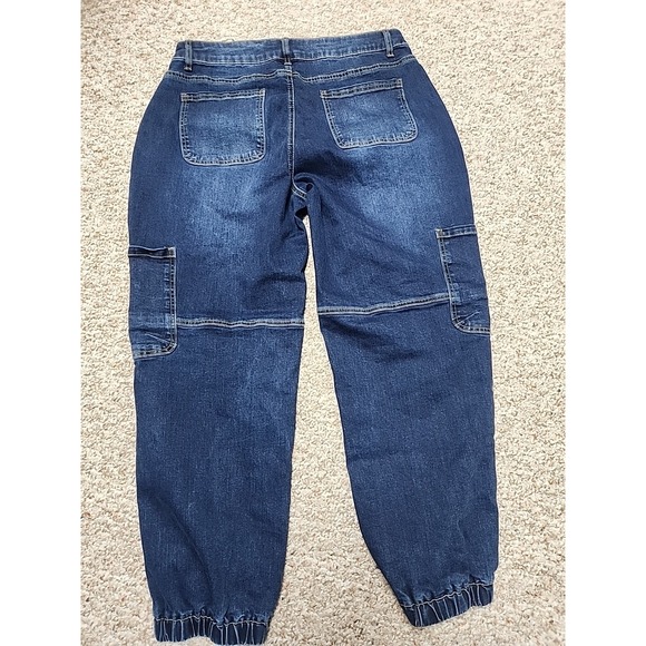 Flamingals Womens Cargo Jogger Jeans Mid Rise Multi Pocket Denim XXL New - Picture 10 of 14